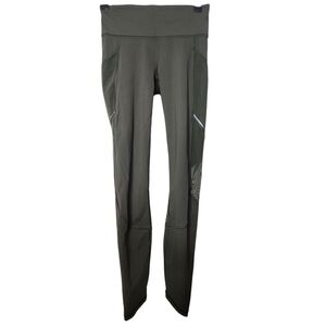 Lululemon Size 4 Miles Ahead Tight Mesh Dark Olive Green Full Length EUC